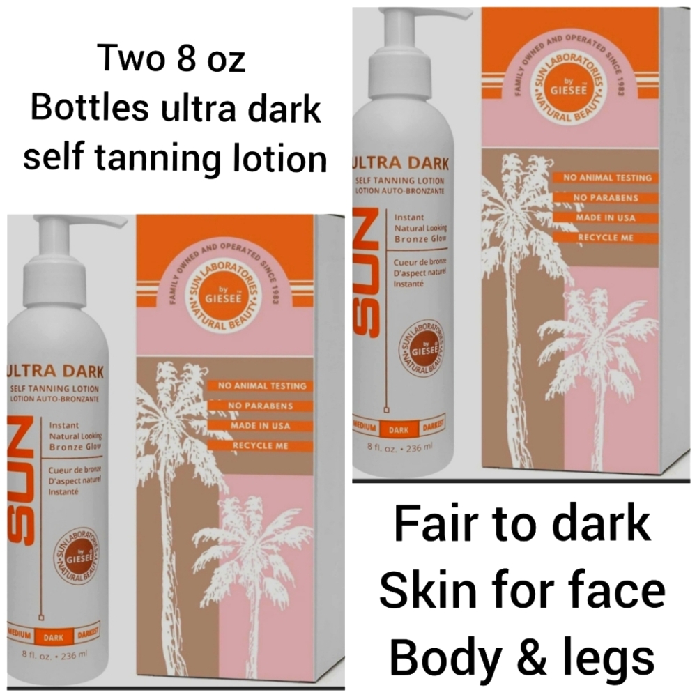 Two bottles Ultra Dark Self Tanner ,Tan for Face, Body & legs, for Fair To Dark